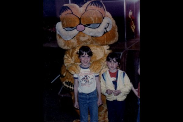 Julie and Tina with Garfield